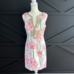 Lilly Pulitzer Pink and Green Floral Dress, Size 8